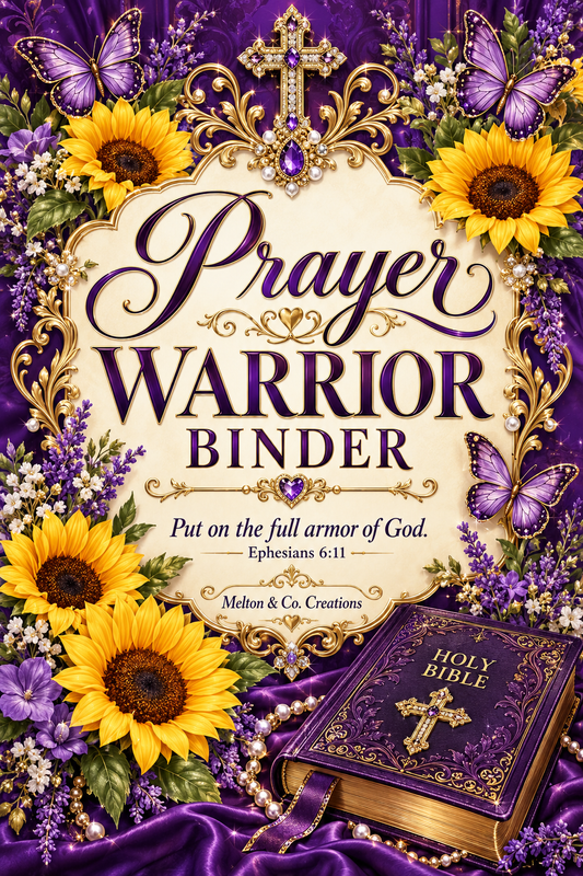 Purple Sunflower Butterfly Prayer Warrior Binder Printable Digital PDF