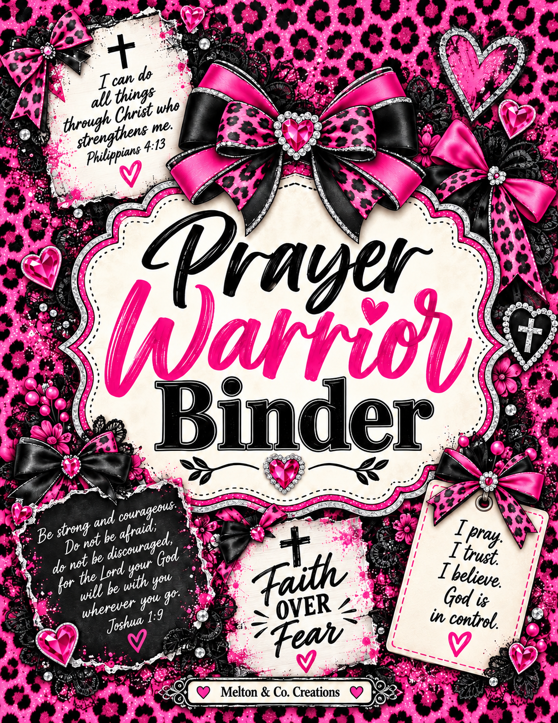 Pink & Black Cheetah Prayer Warrior Binder | Digital Download