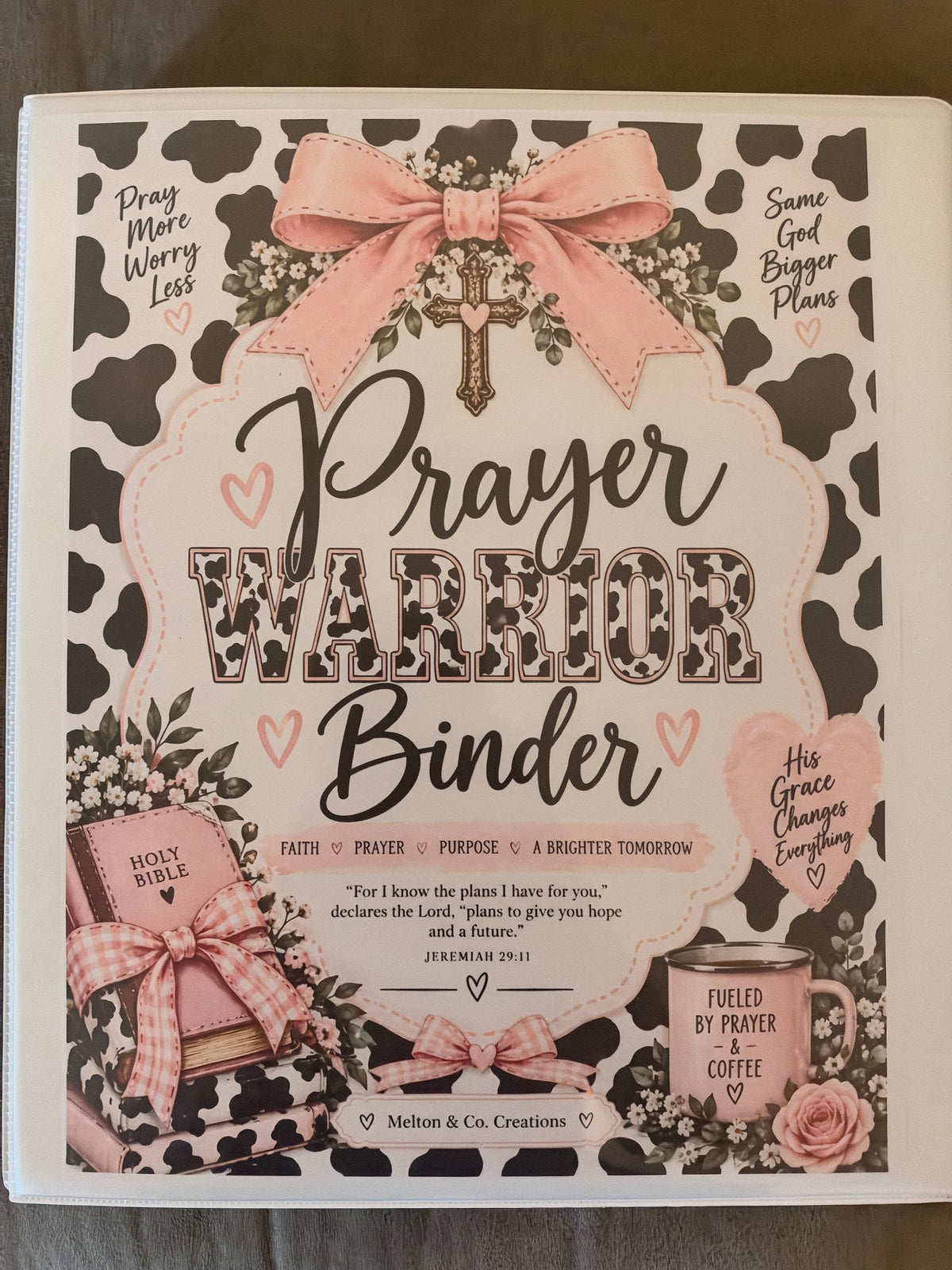 Pink Cow Print Prayer Warrior Binder – Digital Download