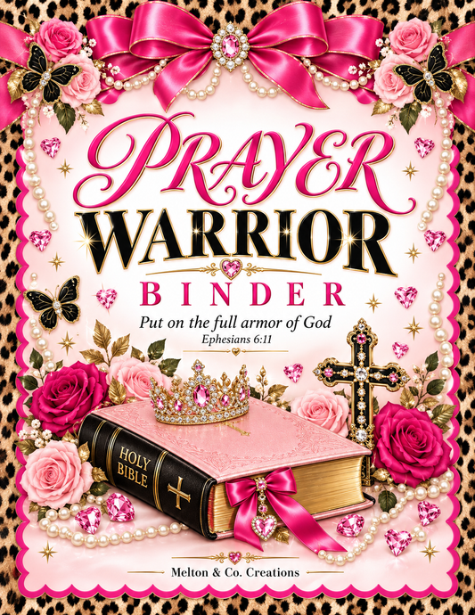 Pink Rose Prayer Warrior Binder — Physical Binder